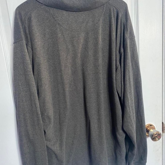 adorable grey grunge grandpa collar sweater blue chest stripe striped vintage - Picture 3 of 3